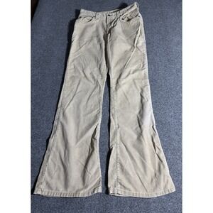 Vintage Abercrombie Fitch‎ Corduroy Pants Womens Flare Leg Beige Size 8 90s Y2K